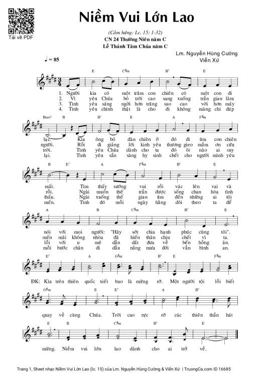 Sheet PDF of Niềm Vui Lớn Lao (lc. 15)