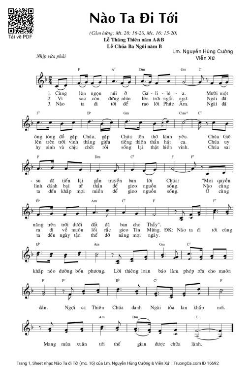 Sheet PDF of Nào Ta đi Tới (mc. 16)