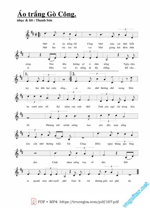 Sheet PDF of Áo trắng Gò Công