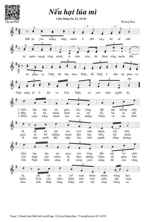 Sheet PDF of Nếu Hạt Lúa Mì (ga. 12)