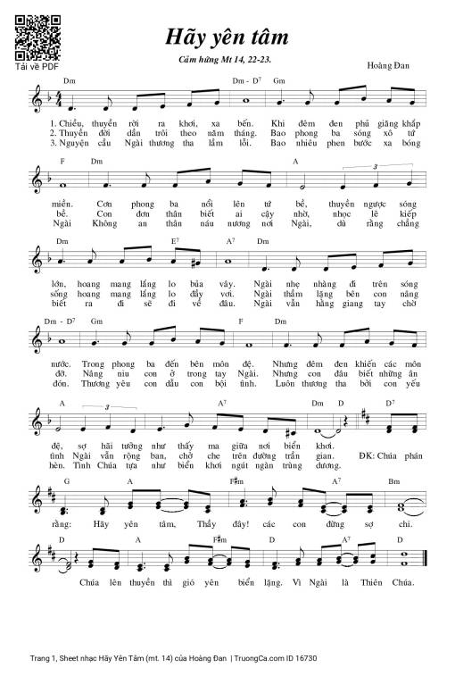 Sheet PDF of Hãy Yên Tâm (mt. 14)