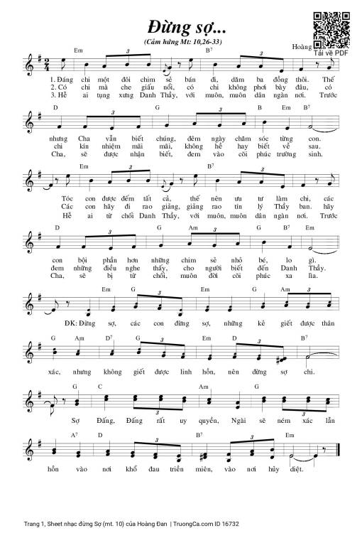 Sheet PDF of đừng Sợ (mt. 10)