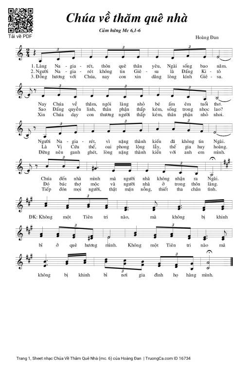 Sheet PDF of Chúa Về Thăm Quê Nhà (mc. 6)