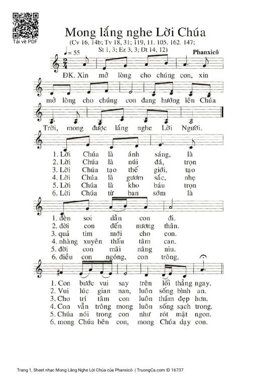 Sheet PDF of Mong Lắng Nghe Lời Chúa