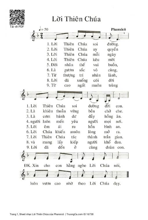 Sheet PDF of Lời Thiên Chúa