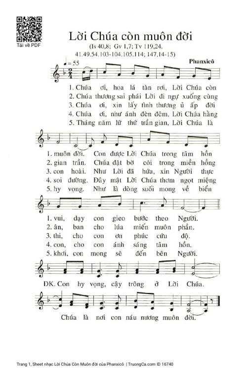 Sheet PDF of Lời Chúa Còn Muôn đời