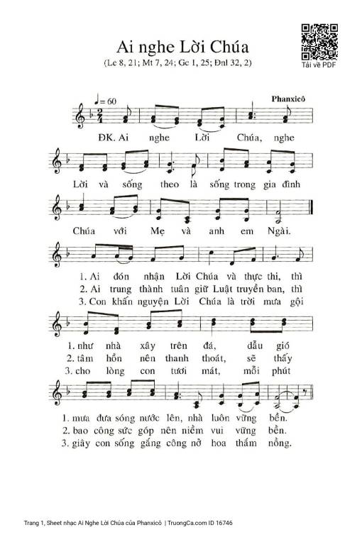 Sheet PDF of Ai Nghe Lời Chúa