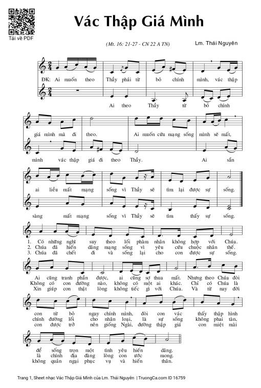 Sheet PDF of Vác Thập Giá Mình