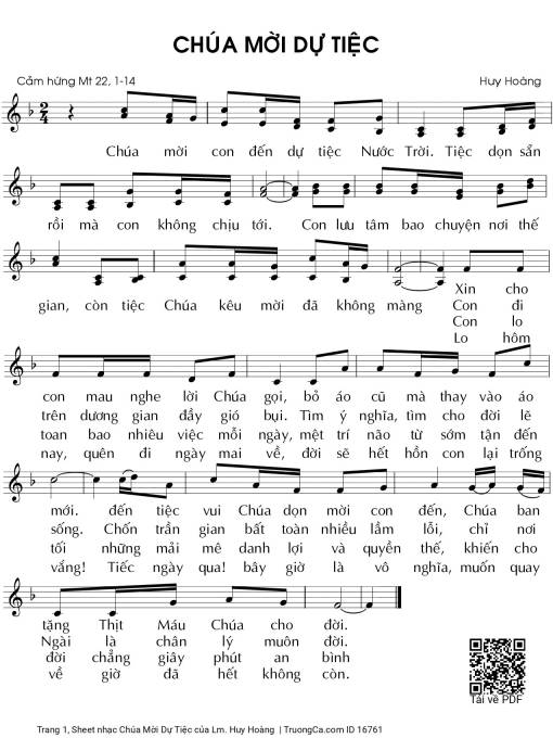 Sheet PDF of Chúa Mời Dự Tiệc