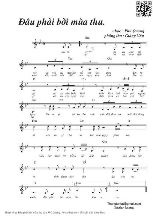 Sheet PDF of Đâu phải bởi mùa thu