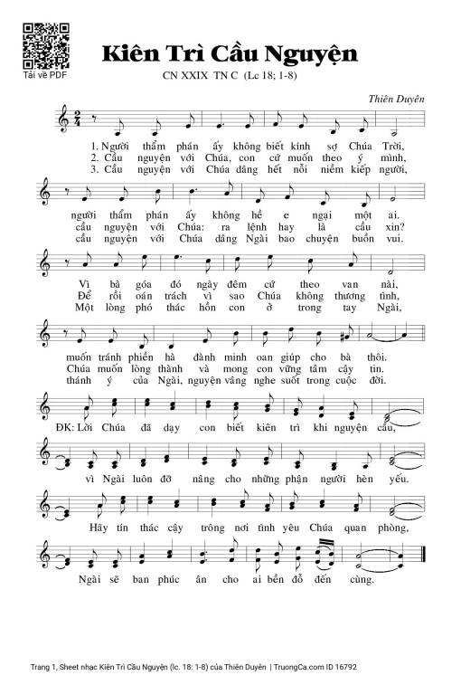 Sheet PDF of Kiên Trì Cầu Nguyện (lc. 18: 1-8)