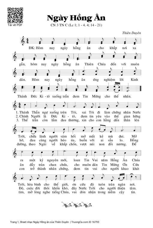 Sheet PDF of Ngày Hồng ân