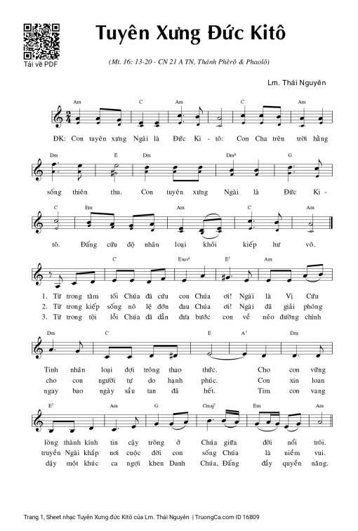 Sheet PDF of Tuyên Xưng đức Kitô