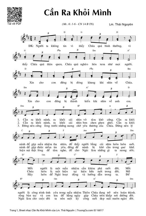 Sheet PDF of Cần Ra Khỏi Mình