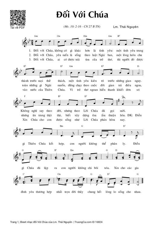 Sheet PDF of đối Với Chúa