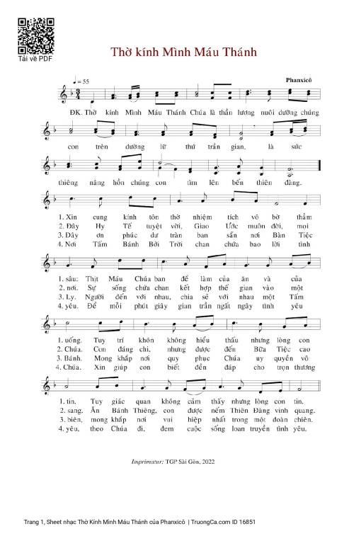 Sheet PDF of Thờ Kính Mình Máu Thánh