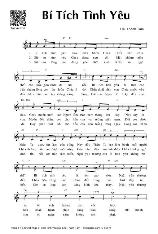 Sheet PDF of Bí Tích Tình Yêu