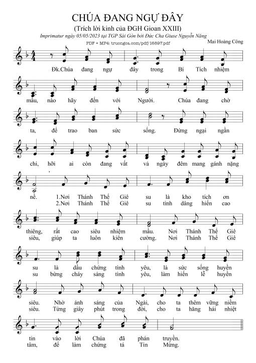 Sheet PDF of Chúa đang Ngự đây
