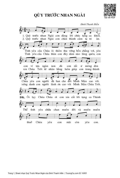 Sheet PDF of Quỳ Trước Nhan Ngài