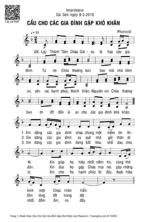 Sheet PDF of Cầu Cho Các Gia đình Gặp Khó Khăn
