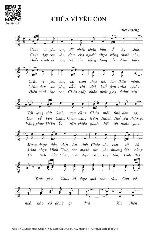 Sheet PDF of Chúa Vì Yêu Con