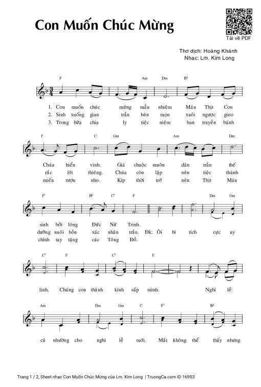Sheet PDF of Con Muốn Chúc Mừng