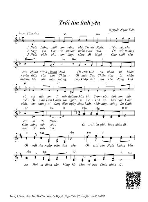 Sheet PDF of Trái Tim Tình Yêu