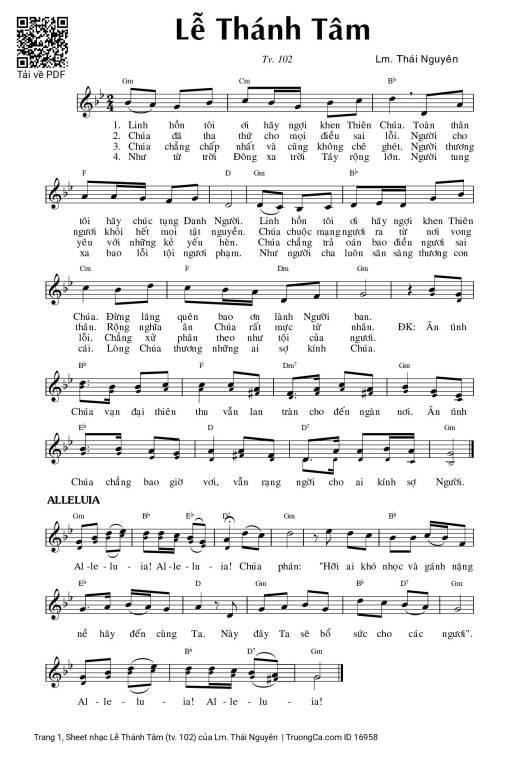 Sheet PDF of Lễ Thánh Tâm (tv. 102)