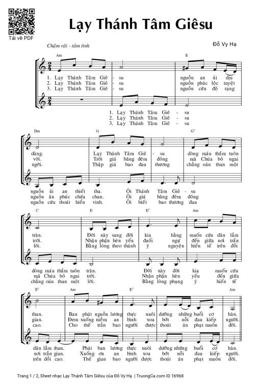Sheet PDF of Lạy Thánh Tâm Giêsu