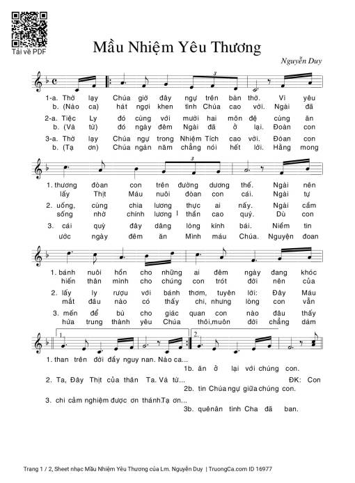 Sheet PDF of Mầu Nhiệm Yêu Thương