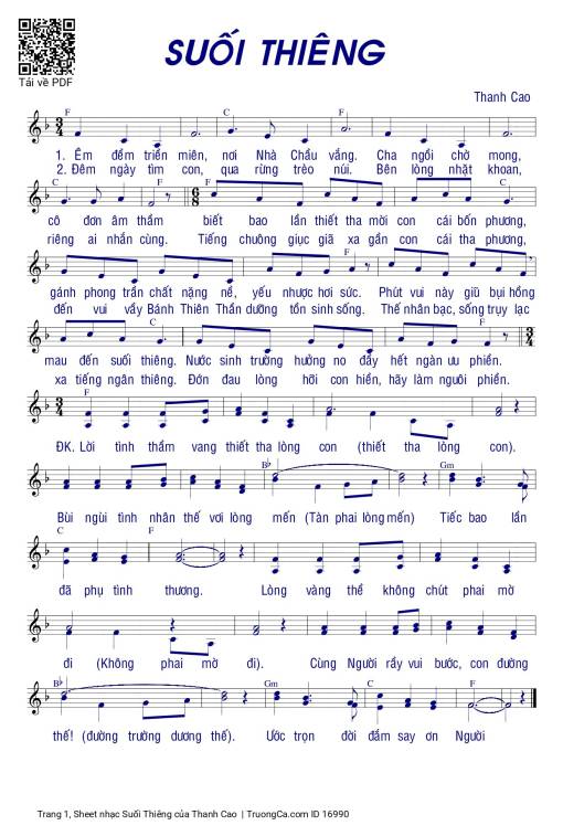 Sheet PDF of Suối Thiêng - Thanh Cao