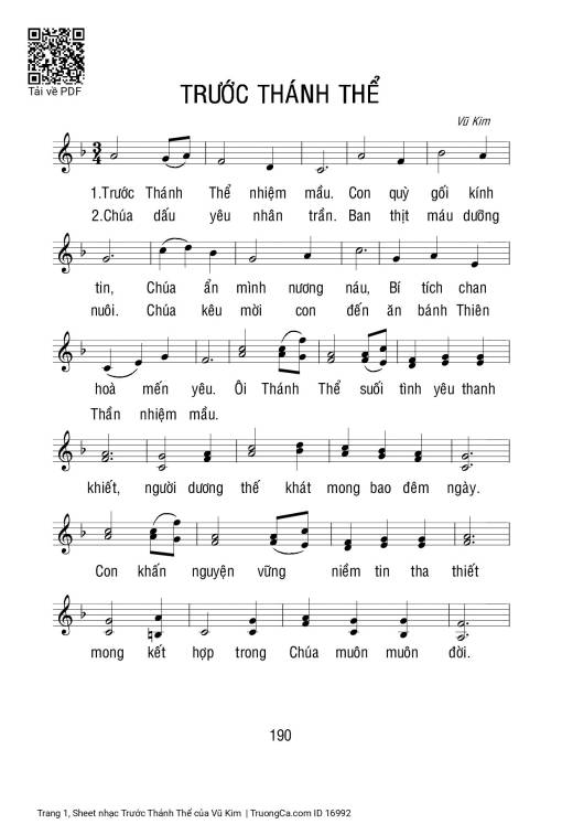Sheet PDF of Trước Thánh Thể