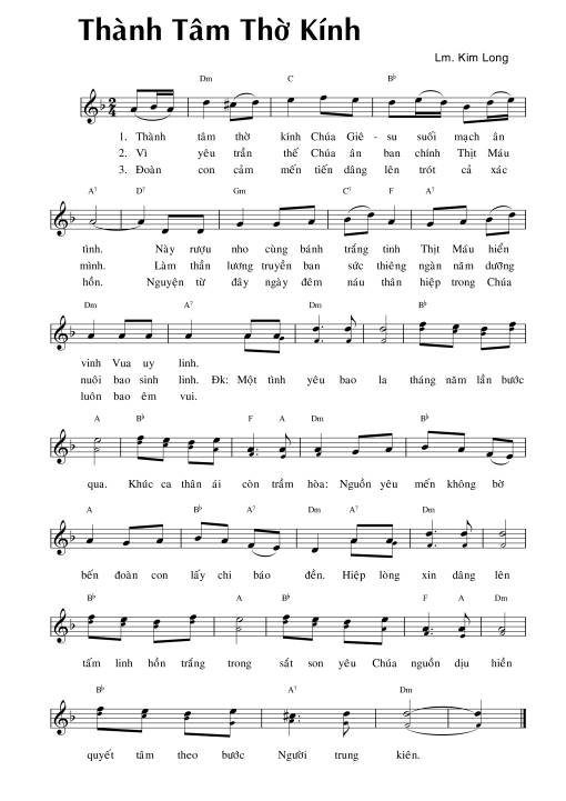 Sheet PDF of Thành Tâm Thờ Kính