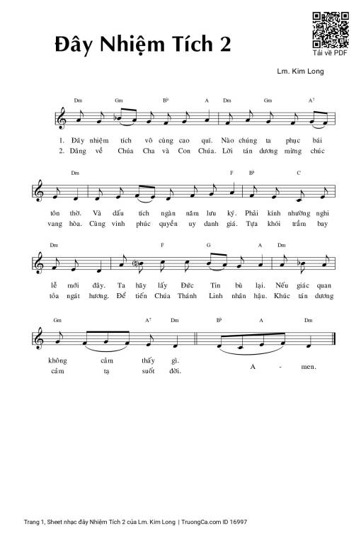 Sheet PDF of đây Nhiệm Tích 2