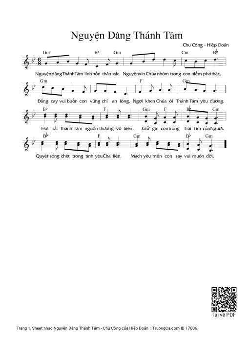 Sheet PDF of Nguyện Dâng Thánh Tâm - Chu Công