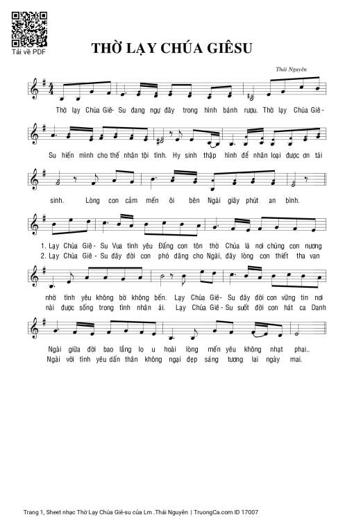Sheet PDF of Thờ Lạy Chúa Giê-su