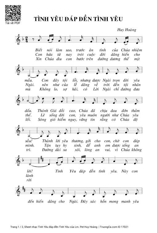 Sheet PDF of Tình Yêu đáp đền Tình Yêu