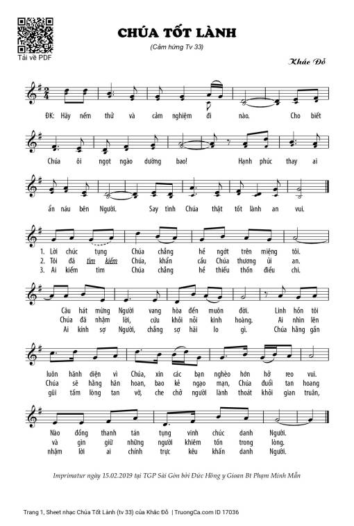 Chúa Tốt Lành (tv 33)