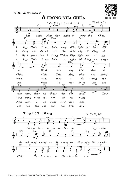 Sheet PDF of ở Trong Nhà Chúa (tv. 83)