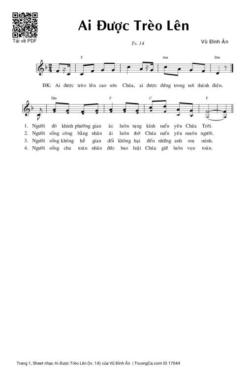 Sheet PDF of Ai được Trèo Lên (tv. 14)