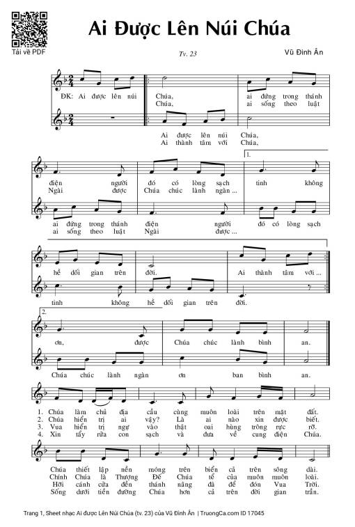 Sheet PDF of Ai được Lên Núi Chúa (tv. 23)
