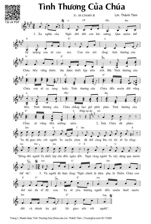 Sheet PDF of Tình Thương Của Chúa