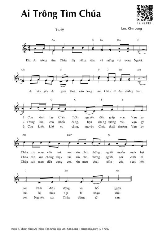 Sheet PDF of Ai Trông Tìm Chúa