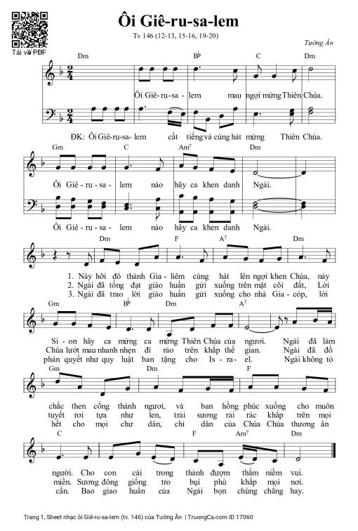 Sheet PDF of ôi Giê-ru-sa-lem (tv. 146)