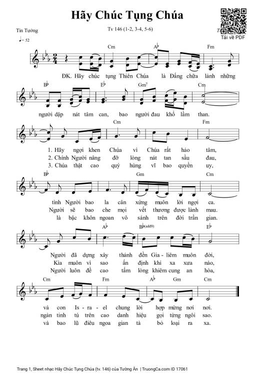 Sheet PDF of Hãy Chúc Tụng Chúa (tv. 146)
