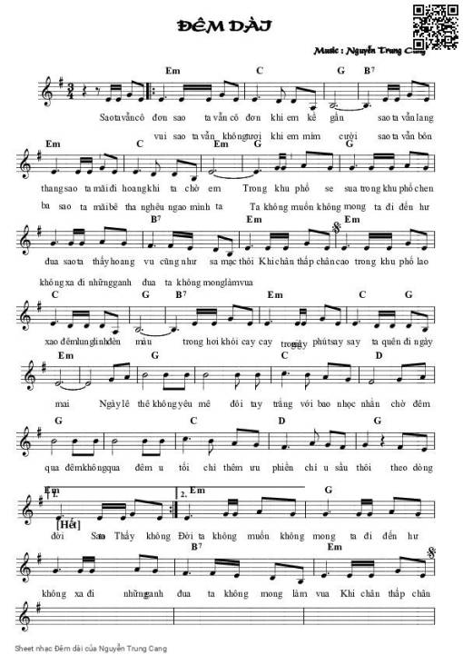 Sheet PDF of Đêm dài - Nguyễn Trung Cang