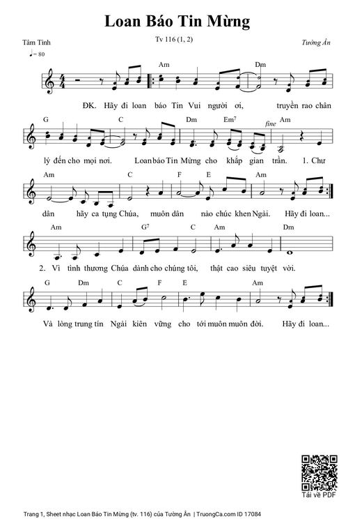 Sheet PDF of Loan Báo Tin Mừng (tv. 116)
