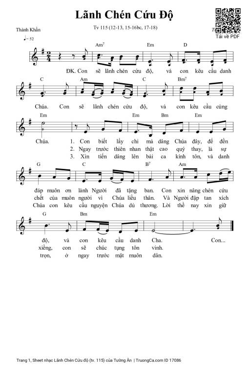 Sheet PDF of Lãnh Chén Cứu độ (tv. 115)