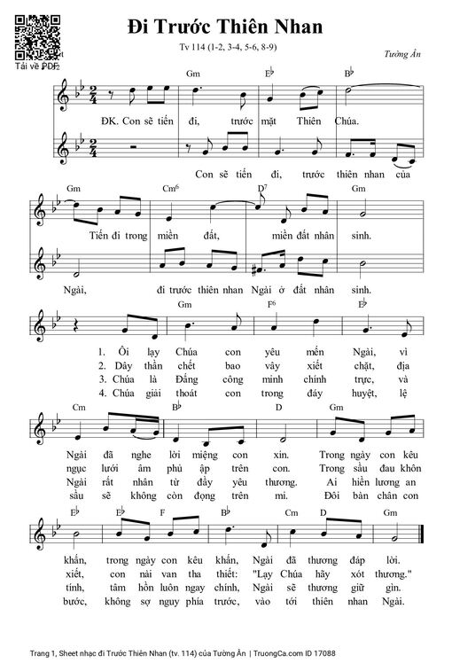 Sheet PDF of đi Trước Thiên Nhan (tv. 114)