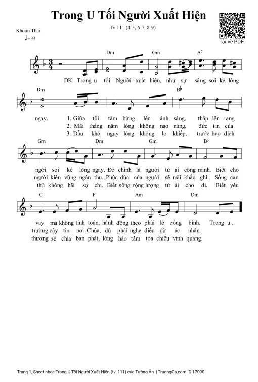 Sheet PDF of Trong U Tối Người Xuất Hiện (tv. 111)